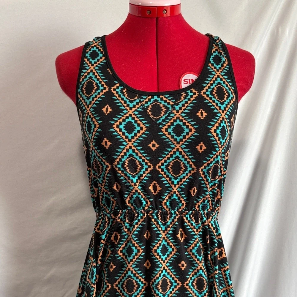 Xhilaration Black and Teal High Low Dress - Picture 2 of 7